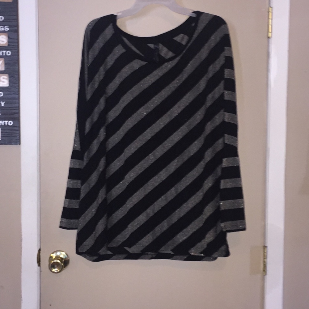 Black and silver shiny striped shirt